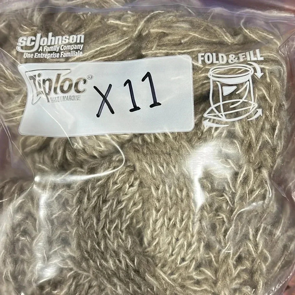 Neck warmer Light Brown Crossover Neckline Cable Knit Fringe Pullover Style EUC - Picture 8 of 8